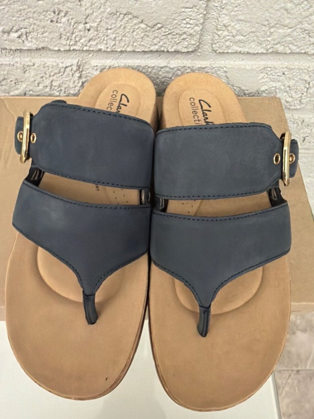 Clarks Raleigh Park Navy Nubuck Leather Women's Sandals Size 8M - Picture 7 of 10